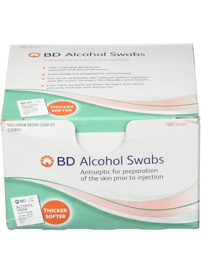 BD Alcohol Swabs 100 Each White - Image 1