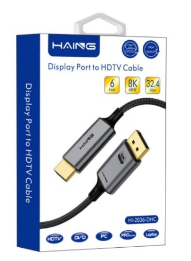 Haing كابل Display Port إلى HDTV 8K 1.8M - Image 1