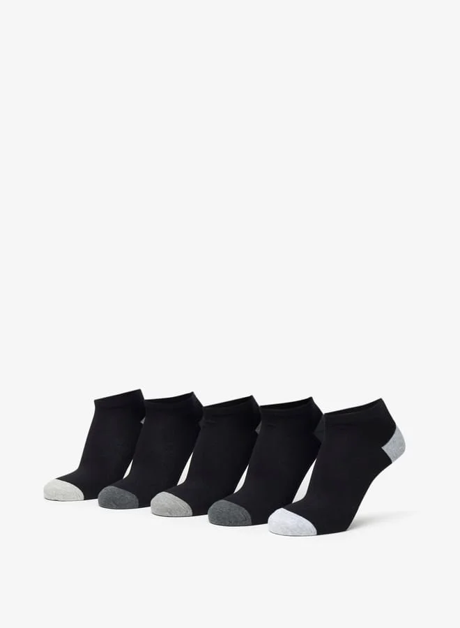 DUCHINI Men's Solid Ankle Length Socks - Set of 5