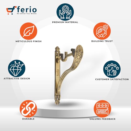 Ferio Double Curtain Holder Zinc Alloy Heavy for Door and Window Fitting for 1 Inch Rod Pocket Size Brass Antique Finish for Home Décor (Pack of 6) - Image 5