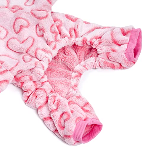 Dxhycc Fleece Dog Pajamas Cute Dog Heart Pajamas Puppy Jumpsuit Warm Soft Pet Holiday Clothes for Small Medium Cats and Dogs (Pink, M) - Image 5
