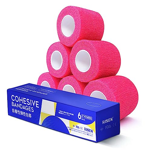 RISEN Cohesive Bandage 2 x 5 Yards 6 Rolls Self Adherent Wrap Medical Tape Adhesive Flexible Breathable First Aid Gauze Ideal for Stretch Athletic - Image 2