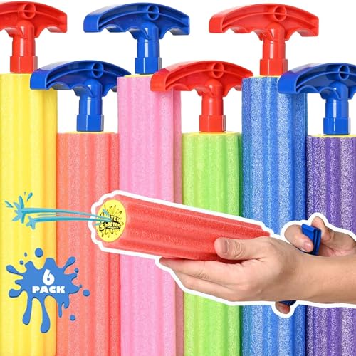 DraMosary Water Blaster Soaker Guns 6 Pcs Foam Water Squirters Kids Adults Boy Girl Squirt Guns for PoolBeachYard Play Up to 33 ft 118inches Multicolored - Image 1