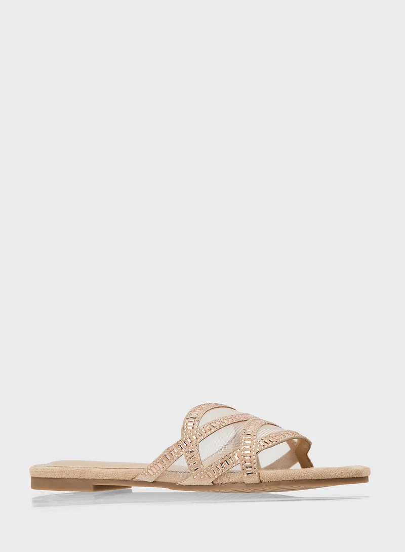 خزانة Sparkly Flat Sandal