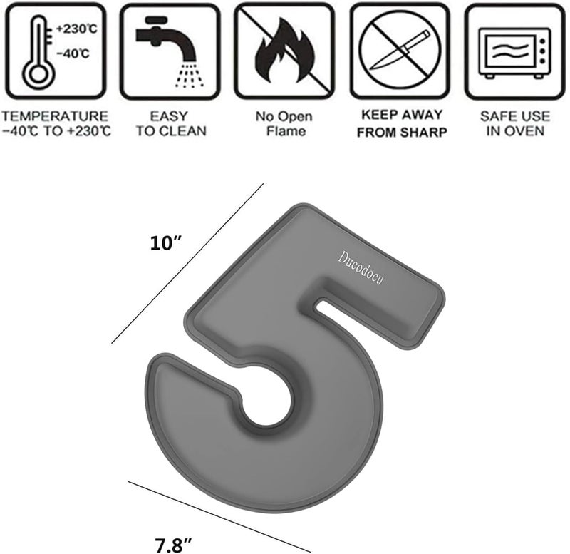 Ducodocu Silicone Number Cake Pan Large 3D Number Cake Mold Baking Forms Novel Cake Tins DIY Baking Mold for 5/50th Birthday Wedding Anniversary 10 inch Number of 5&0, 2 Pack - Image 4