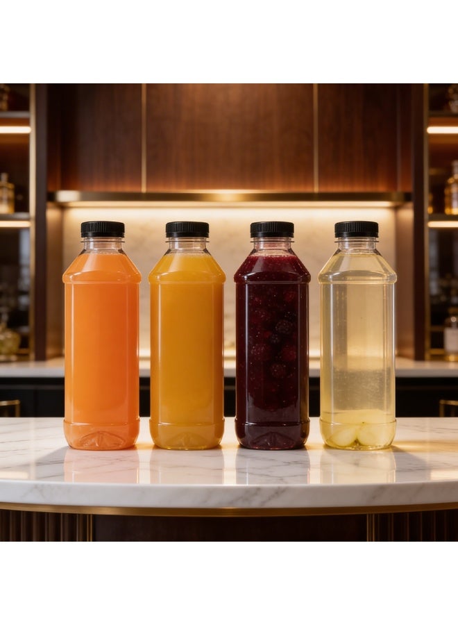 IDEAL PACK زجاجة بلاستيكية شفافة سعة 1 لتر مع غطاء لولبي أسود - 1 لتر - Image 3