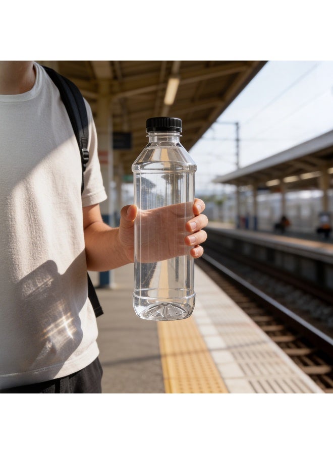 IDEAL PACK زجاجة بلاستيكية شفافة سعة 1 لتر مع غطاء لولبي أسود - 1 لتر - Image 5