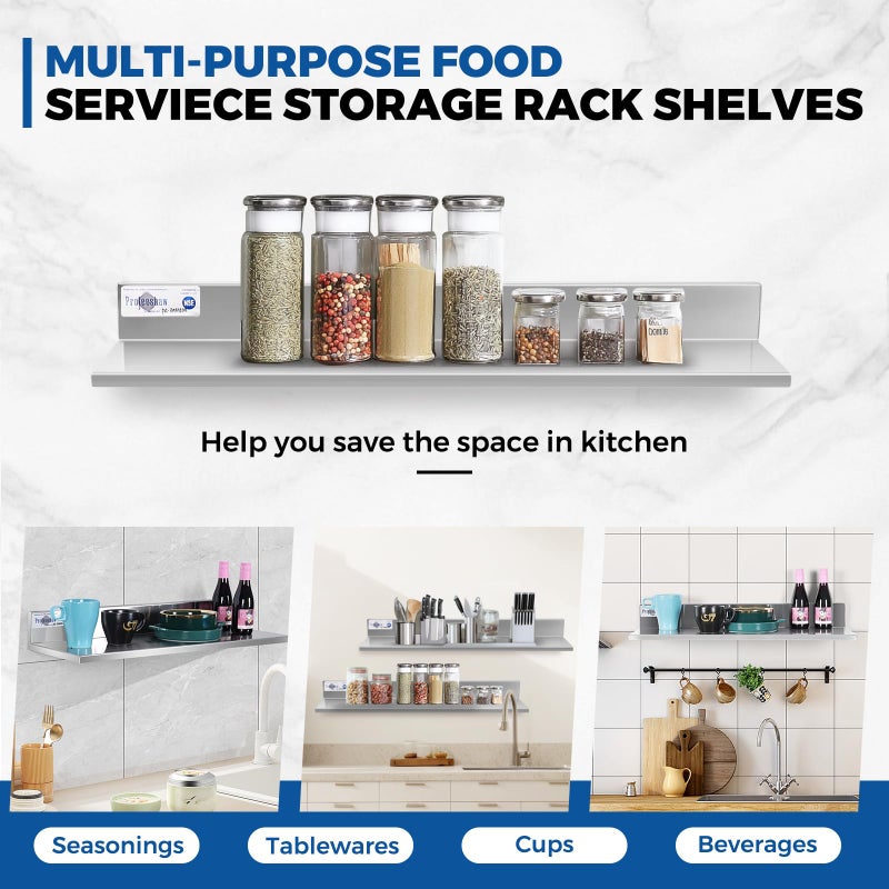 Profeeshaw Stainless Steel Shelf Wall Mounted Commercial Stainless Steel Shelves 8.6 * 30 Inch 58lb Heavy Duty Commercial Kitchen Shelf for Restaurant, Bar, Utility Room, Kitchen and Garage - Image 5