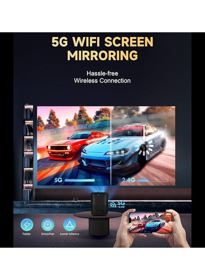 Umiio Q4 Pro Projector 4K LED Light Source, 5G WiFi Bluetooth, Portable Intelligent Game Projector with Dual Wireless Game Controller, Smart Projector Compatible with Android, HDMI/USB/SD iOS,PC, 50"-150" Screen Projection - Image 5