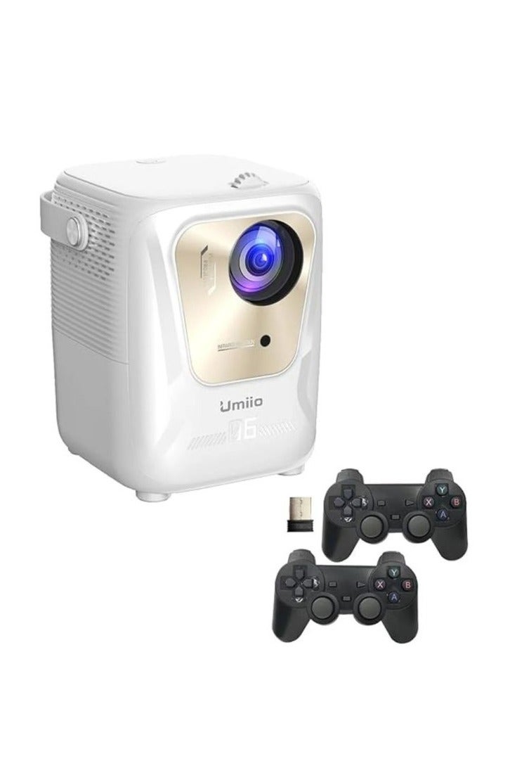 Umiio Q4 Pro Projector 4K LED Light Source, 5G WiFi Bluetooth, Portable Intelligent Game Projector with Dual Wireless Game Controller, Smart Projector Compatible with Android, HDMI/USB/SD iOS,PC, 50"-150" Screen Projection - Image 1