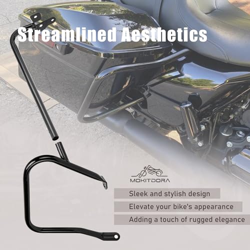 MoKitDora Touring Rear Saddlebag Bracket Guard Bars Compatible with 2014-up Harley Street Road Electra Glide Road King, Black - Image 5