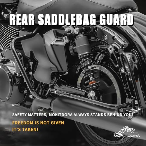 MoKitDora Touring Rear Saddlebag Bracket Guard Bars Compatible with 2014-up Harley Street Road Electra Glide Road King, Black - Image 2