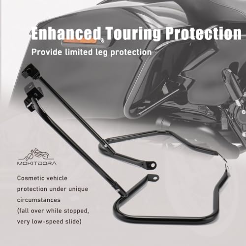 MoKitDora Touring Rear Saddlebag Bracket Guard Bars Compatible with 2014-up Harley Street Road Electra Glide Road King, Black - Image 4