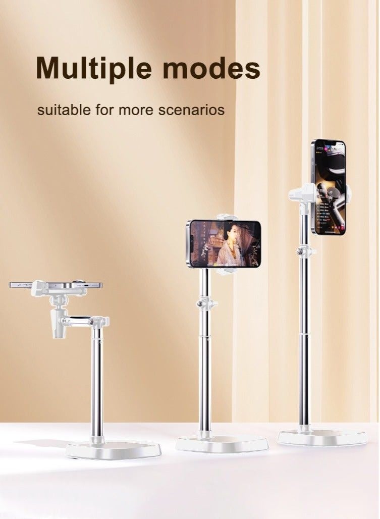 Mobile Phone Holder Stand, Adjustable Height 30-45cm Foldable 360° Rotating Phone Stand, Universal Desk Phone Holder for Live Streaming Video Recording Office Home Compatible with iPhone Samsung Xiaomi Huawei - Image 3