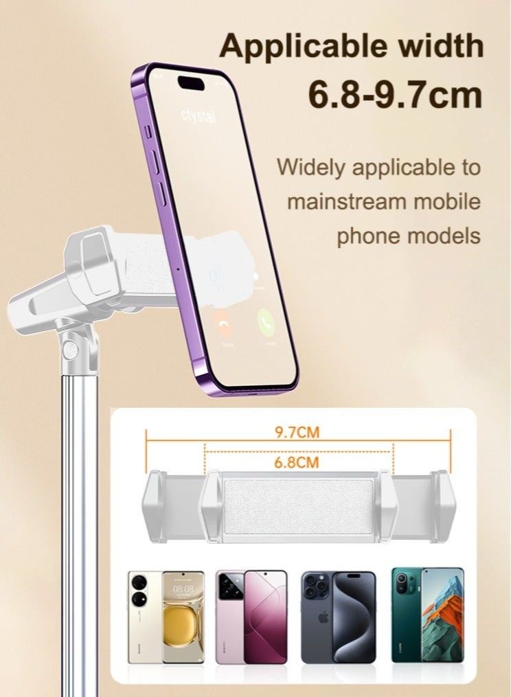 Mobile Phone Holder Stand, Adjustable Height 30-45cm Foldable 360° Rotating Phone Stand, Universal Desk Phone Holder for Live Streaming Video Recording Office Home Compatible with iPhone Samsung Xiaomi Huawei - Image 4