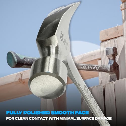 Ox Tools P082328 28 oz. Framing Hammer, Smooth Face, Long Shock Reduction Handle, Straight Rip Claw, Non-Slip Grip - Image 4