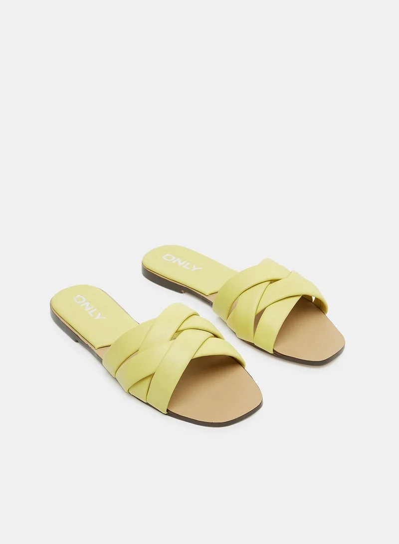ONLY Cross Strap Leather Sandals