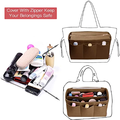 GREENSHEEP Women Felt Purse Organizer with Detachable Zipper Cover Storage Bag for Handbag, Tote Bag, Glasses, Keys-Medium for ladies, womens (Beige, 1 Pc) - Image 4