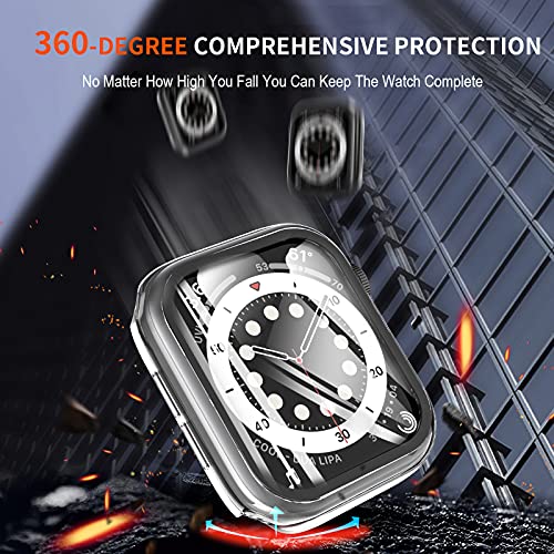 LK 2 Pack Hard PC Case with Tempered Glass Screen Protector Compatible for Apple Watch Series 6 SE 40mm, Ultra-Thin Overall Protective Cover for Apple Watch 6 SE 40mm (Clear) - Image 5