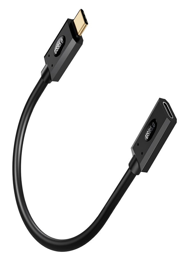 Duttek 80Gbps Short USB C Extension Cable 1ft, Thunderbolt 4/USB-C Male to Female Cord, USB 5.0 Cable 240W Charging & 16K Video for MacBook Pro/Dell XPS - Image 1