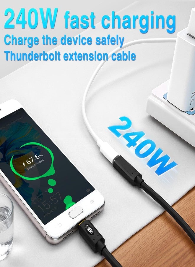 Duttek 80Gbps Short USB C Extension Cable 1ft, Thunderbolt 4/USB-C Male to Female Cord, USB 5.0 Cable 240W Charging & 16K Video for MacBook Pro/Dell XPS - Image 3