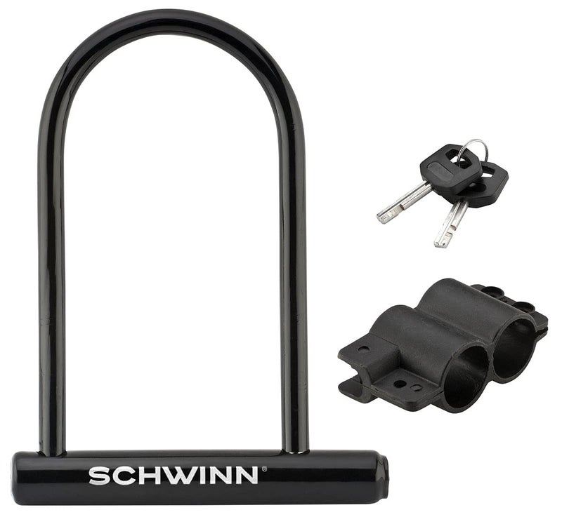 Schwinn Bike U-Lock with Keys, 12 mm x 7.5 inches, Black, Vinyl Coated Steel Shackle, Mounting Bracket for Storage and Transport, Anti Theft Protection, Shackle Bike Lock for Security - Image 1