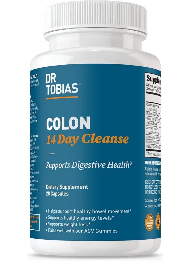 Dr. Tobias Dr. Tobias Colon 14 Day Cleanse, Advanced Gut Cleanse Detox for Women & Men with Cascara Sagrada, Psyllium Husk, Senna Leaf & Probiotics, Non-GMO Colon Cleanse, 28 Capsules 1-2 Daily  - Image 1