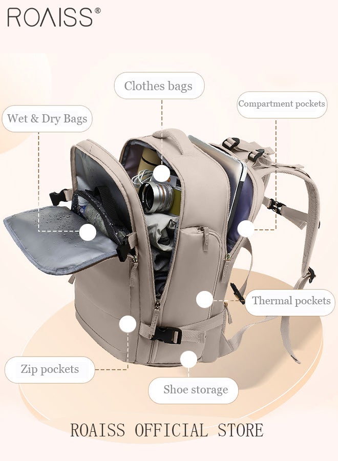 roaiss Travel Backpack for Men Women Carry On Backpack with USB Charging Port Shoe Compartment Flight Approved College School Bag Casual Daypack for Weekender Business Hiking  - Image 4