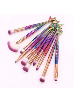 FULINJOY Makeup Brush Set 10 Pcs Fish Tail Eye Makeup Brushes, Eyeshadow Concealer Eyeliner Brow Blending Brush Tool(Multicolor Mermaid Handle)  - Image 5