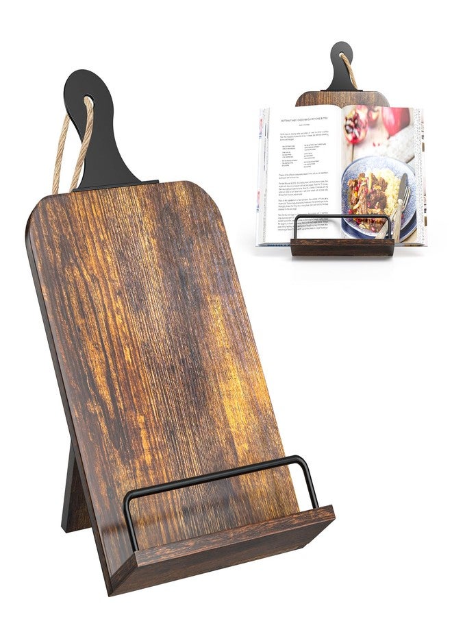 KLM Kitchen Cookbook Stand - Recipe Book Holder for Cooking, Organising and Storage - Perfect Home Shelf Decor and Wedding Retirement Gift for Woman (Brown) - Image 1