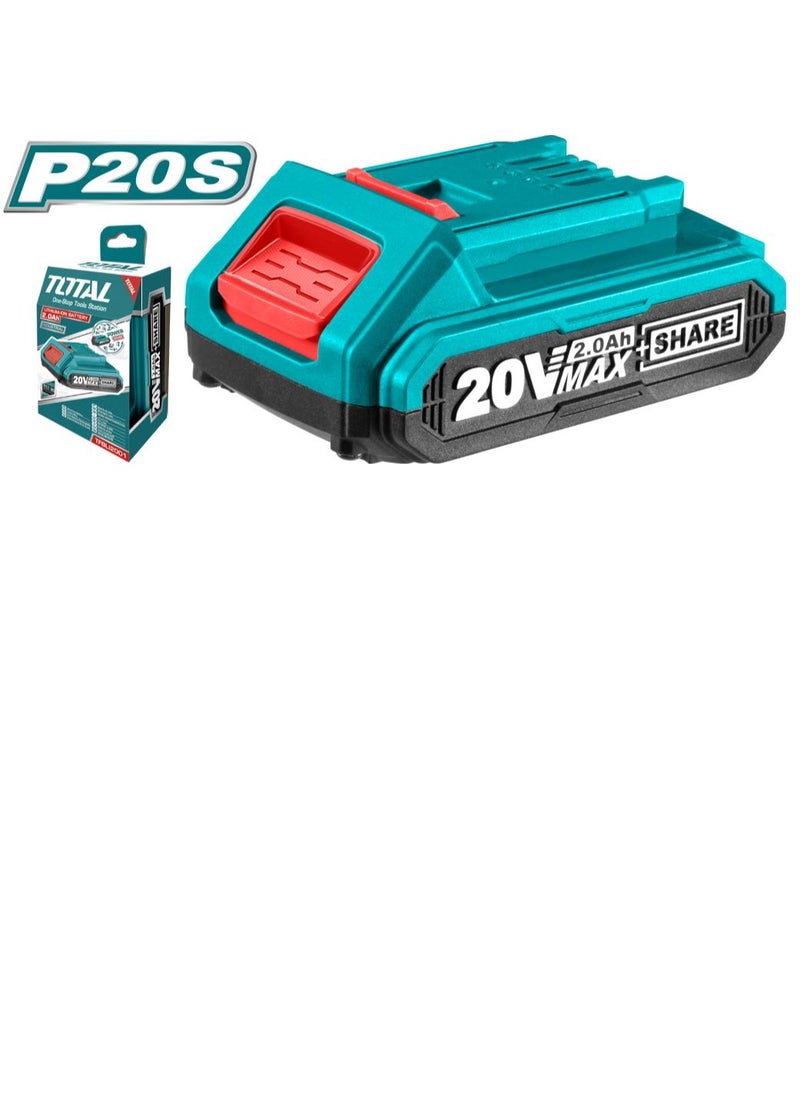 TOTAL TOTAL Lithium 20V Battery Pack – 2.0Ah Lithium-Ion, LED Power Indicator, Compatible with P20S Series Tools, Long-Lasting Rechargeable Battery for Power Tools  - Image 1