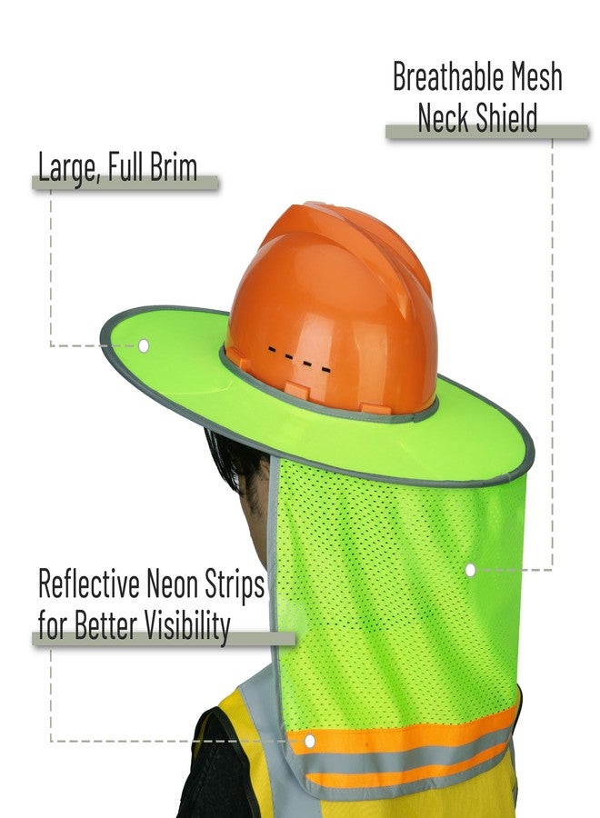 UNCO- Hard Hat Sun Shield, Green, Full & Standard Brim Mesh Sunshade High Visibility Reflective, Hard Hat Sun Shade, Hard Hat Accessories, Hard Hat Visor, Hard Hat Shade, Hard Hat Neck Shade - Image 3