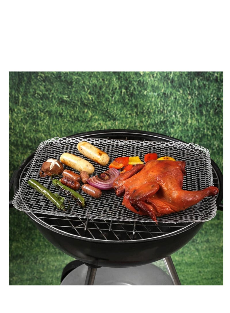SYOSI 10Pcs Aluminum BBQ Mesh Grill Mat Disposable Grill Topper Broiler Pans Non Stick Baking Tools Outdoor BBQ Accessories for Baking Cooking Grilling - Image 4
