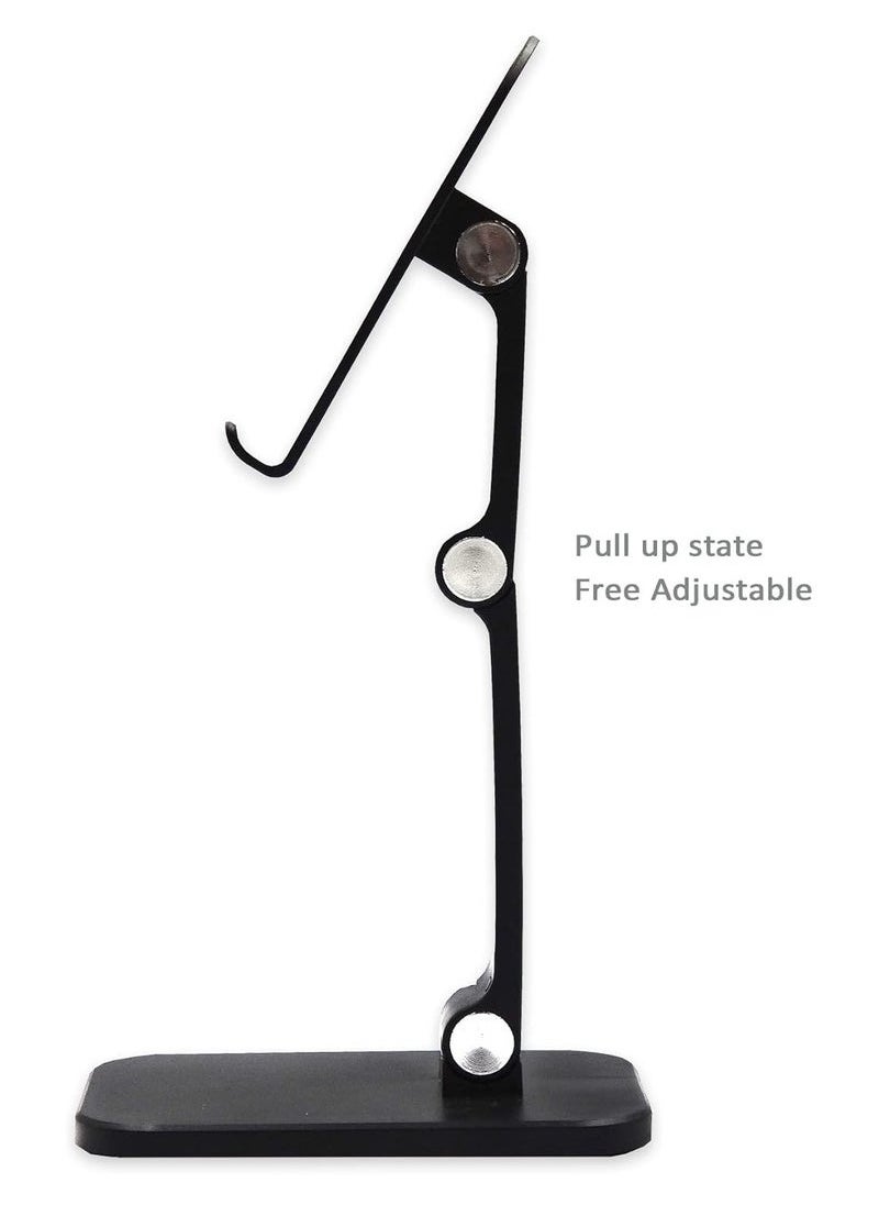 ELTRAZONE Adjustable Desktop Phone Holder Stand – Universal Cell Phone Stand Compatible with iPhone 14 Pro, 13 Pro, 12, XS, Samsung Galaxy S22 Ultra, S20, S10+, and More – Stable Anti-Slip Base, Ergonomic Viewing Angle – Ideal for Desk, Office, Home Use – Black  - Image 2