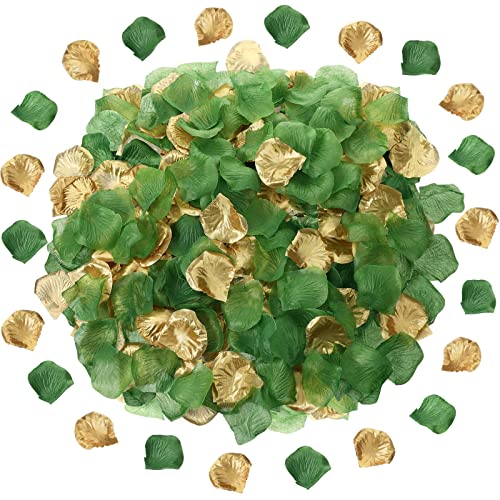 Cindeer 1800 Premium Silk Flower Petals for Weddings Baby Showers Home Decoration Green Gold Turquoise - Image 1