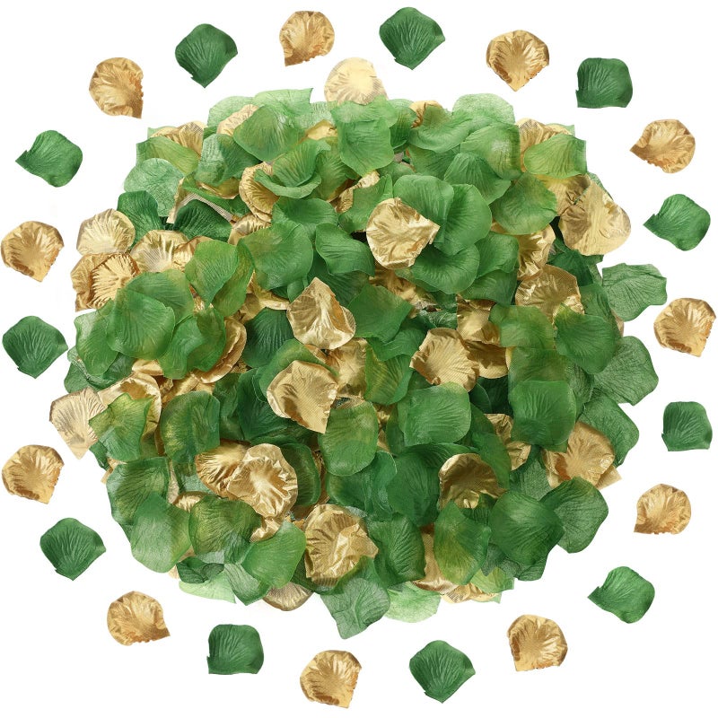 Cindeer 1800 Premium Silk Flower Petals for Weddings Baby Showers Home Decoration Green Gold Turquoise - Image 2