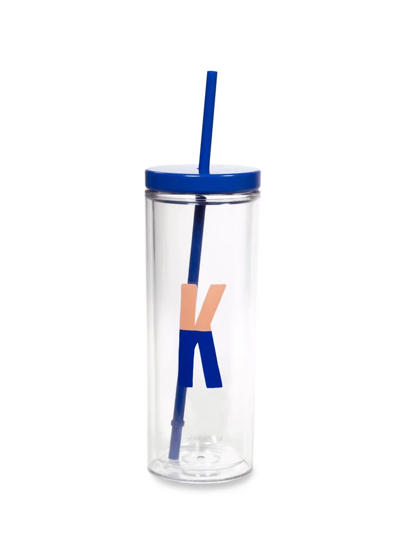 Kate Spade New York K Initial Tumbler with Straw Sparks of Joy