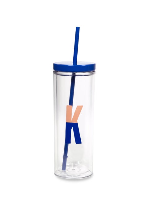 K Initial Tumbler with Straw Sparks of Joy