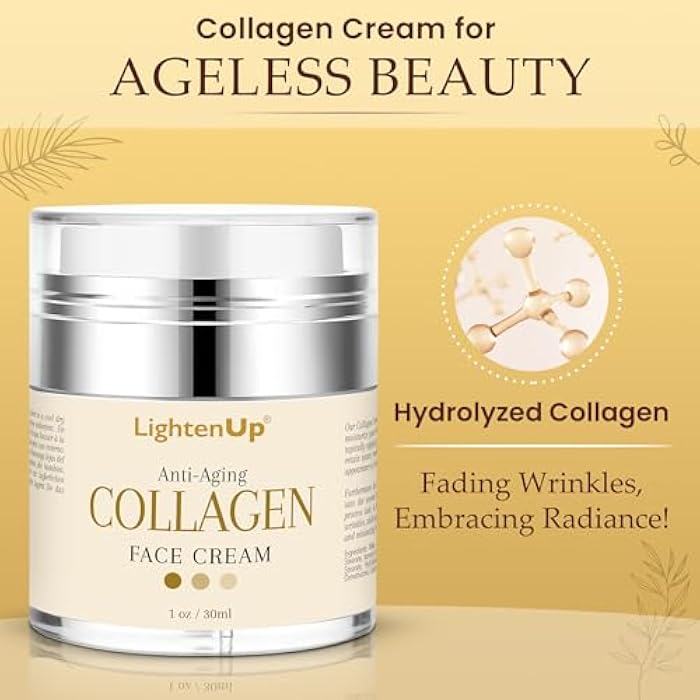 OMIC LIGHTEN-UP Lighten-Up Collagen Cream for Face - 1 fl oz / 30 ml - Antiaging, Fine Lines and Neck, Moisturizing and Hydrating Creams, Age Spots, with Hyaluronic Acid, for Women and Men - Image 3