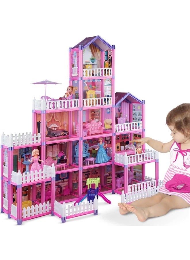 Beauenty Doll House Building Toys with Lights ,Girls Toddler DIY Ideas Gifts - Image 1