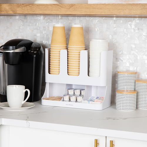 Mind Reader 6 Compartment Upright Breakroom Coffee Condiment and Cup Storage Organizer, White - Image 2