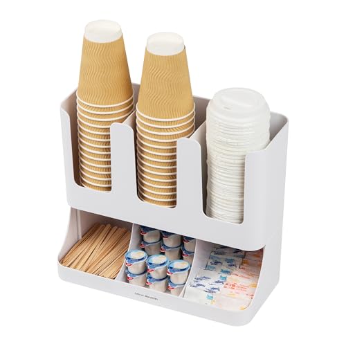 Mind Reader 6 Compartment Upright Breakroom Coffee Condiment and Cup Storage Organizer, White - Image 5