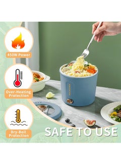 Generic 1L Mini Ramen Cooker, 450W Rapid Noodles Cooker, Multifunctional Electric Pot for Cooking Pasta, Egg, Soup, Portable Pot with Over-Heating Protection for Dorm, Office, Travel (Blue)  - Image 5