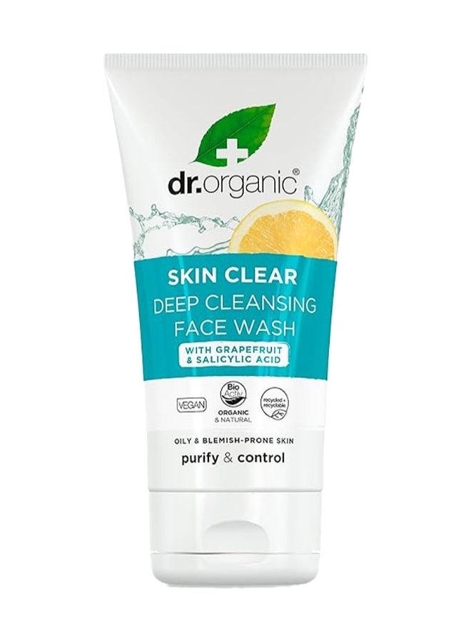 dr.organic Dr. Organic 5 In 1 Skin Clear Tea Tree Deep Pore Cleansing Face Wash, Infused With Grapefruit Extract And Salicylic Acid, For Oily And Blemish-Prone Skin 125ml - Image 1