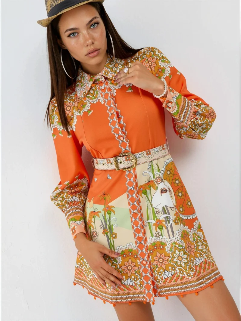 جينيفر Patterned A-line Mini Dress