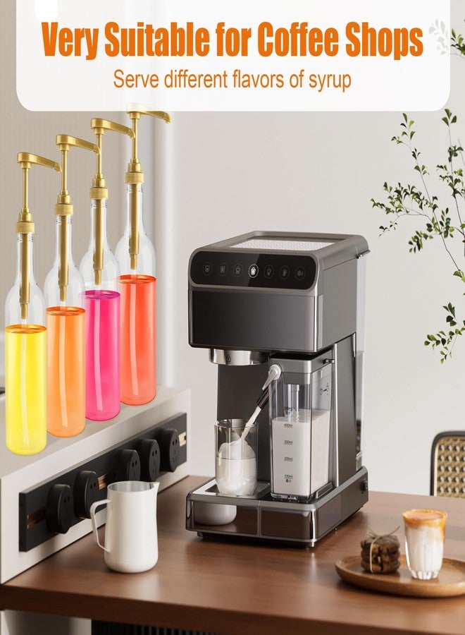 اكامينو موزع شراب أكامينو، عبوة من 4 قطع، مثالي لمقاهي القهوة، سعة 750 مل (25.4 أونصة)، موزع شراب شفاف مع مضخة ذهبية سعة 1/3 أونصة، قمع، وملصق شامل لجميع مستلزمات مقاهي القهوة الأساسية. - Image 5