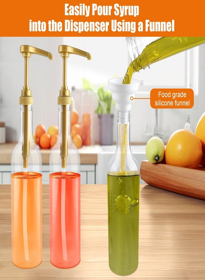 اكامينو موزع شراب أكامينو، عبوة من 4 قطع، مثالي لمقاهي القهوة، سعة 750 مل (25.4 أونصة)، موزع شراب شفاف مع مضخة ذهبية سعة 1/3 أونصة، قمع، وملصق شامل لجميع مستلزمات مقاهي القهوة الأساسية. - Image 4