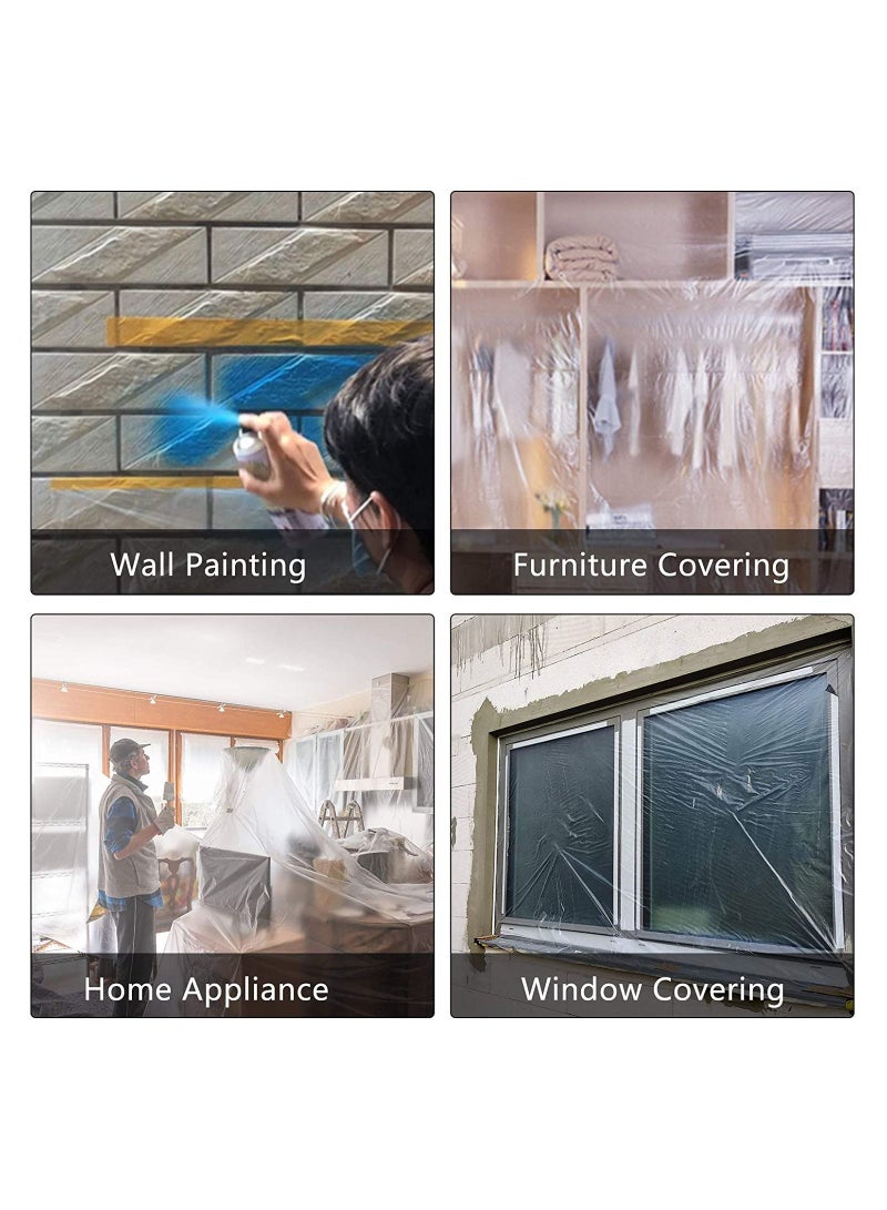 Pre-Taped Masking Film,  Tape and Drape for Automotive Painting Covering, Assorted Masking Paper, Protection Covering Cloth Tape for Painting, 6 Pack 3 Sizes - Image 2