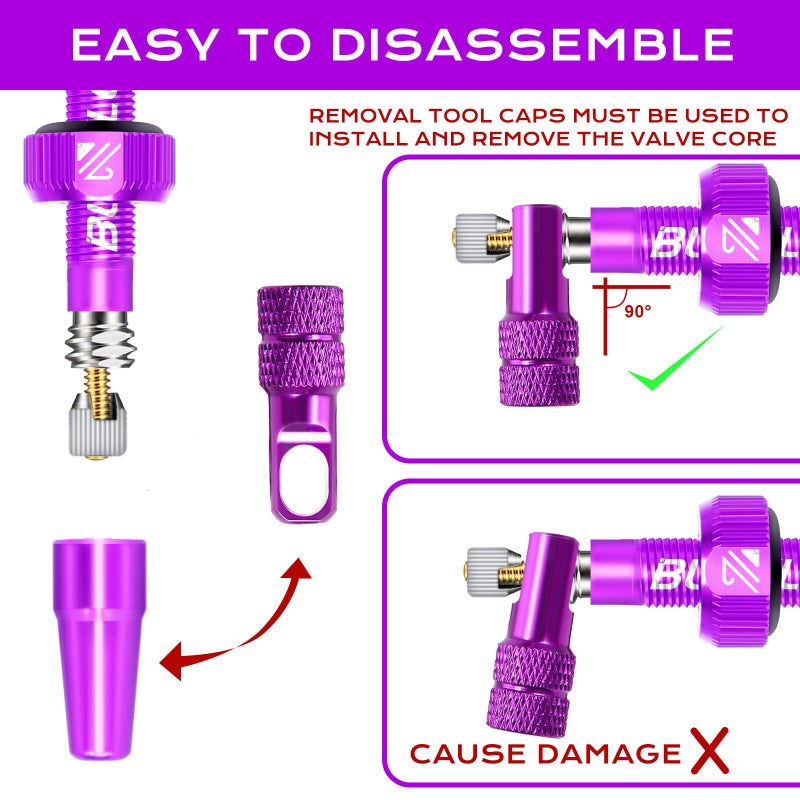 BUCKLOS Tubeless Presta Valve Stem 40/44/55/60/65/80/100 mm, Valve Stem Kit with Valve Core Removal Tool for Road Bike/Mountain Bike/MTB, Fit Most Bicycle Rims, Super Light Durable Aluminum Stem - Image 3