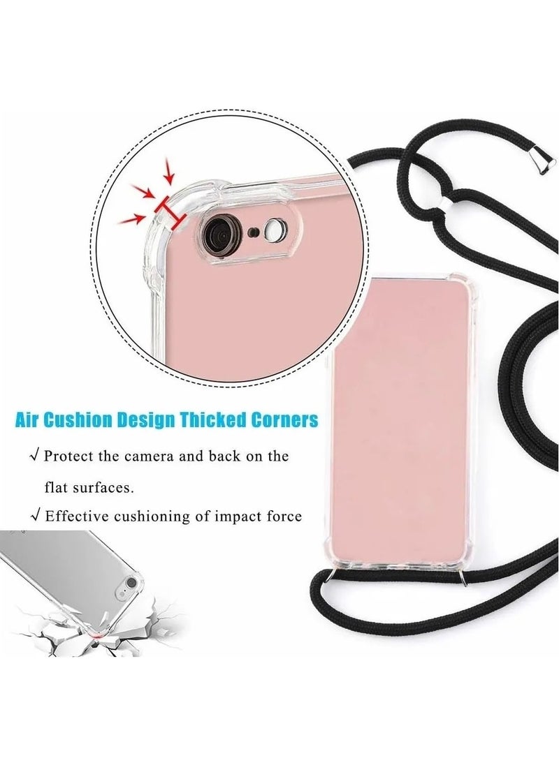 TahTicMer Samsung Galaxy A31 Compatible Case Silicone Rope Neck Strap Shock Absorbing Antishock Cover TPU  - Image 3